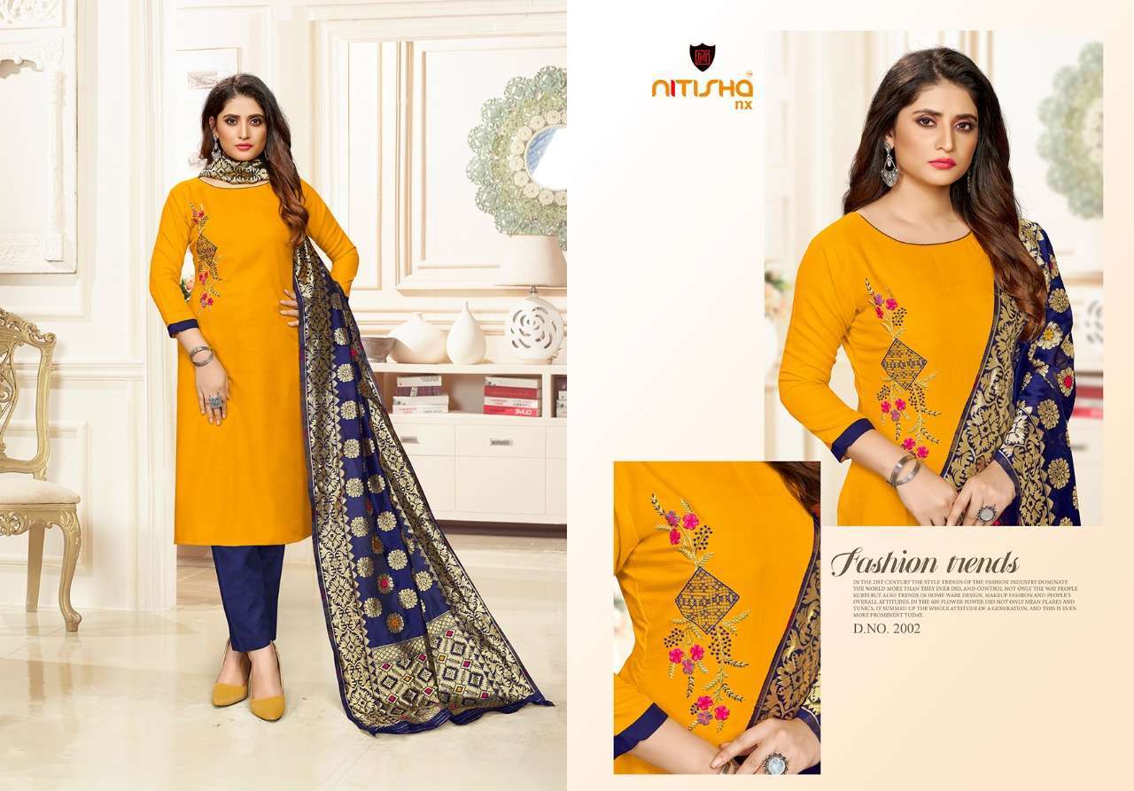 FEMINA VOL-2 BY NITISHA NX 2001 TO 2006 SERIES DESIGNER BEAUTIFUL SUITS COLORFUL STYLISH FANCY CASUAL WEAR & ETHNIC WEAR HEAVY COTTON SLUB WORK DRESSES AT WHOLESALE PRICE
