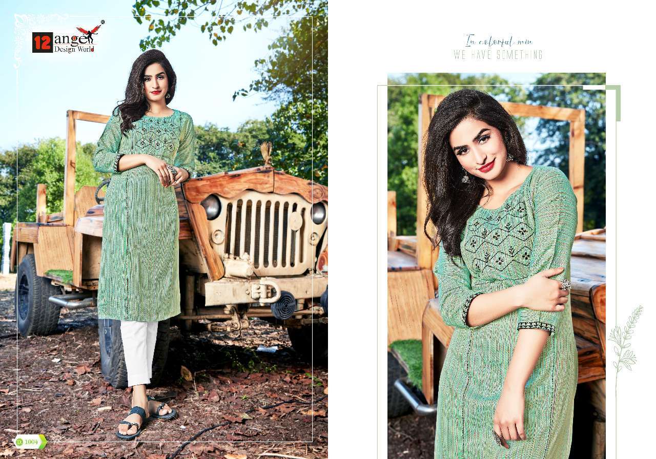 PASTLE BY 12 ANGEL 1001 TO 1006 SERIES STYLISH FANCY BEAUTIFUL COLORFUL CASUAL WEAR & ETHNIC WEAR PURE COTTON KURTIS AT WHOLESALE PRICE