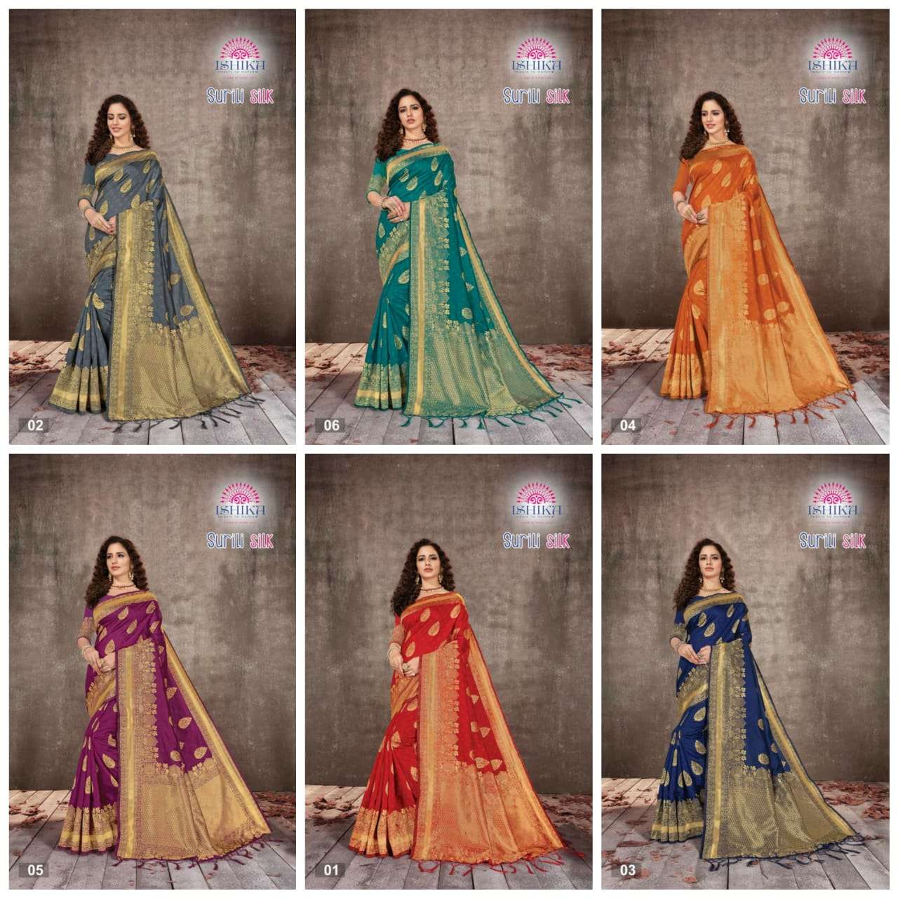 SURILI SILK BY ISHIKA 01 TO 06 SERIES INDIAN TRADITIONAL WEAR COLLECTION BEAUTIFUL STYLISH FANCY COLORFUL PARTY WEAR & OCCASIONAL WEAR SILK SAREES AT WHOLESALE PRICE