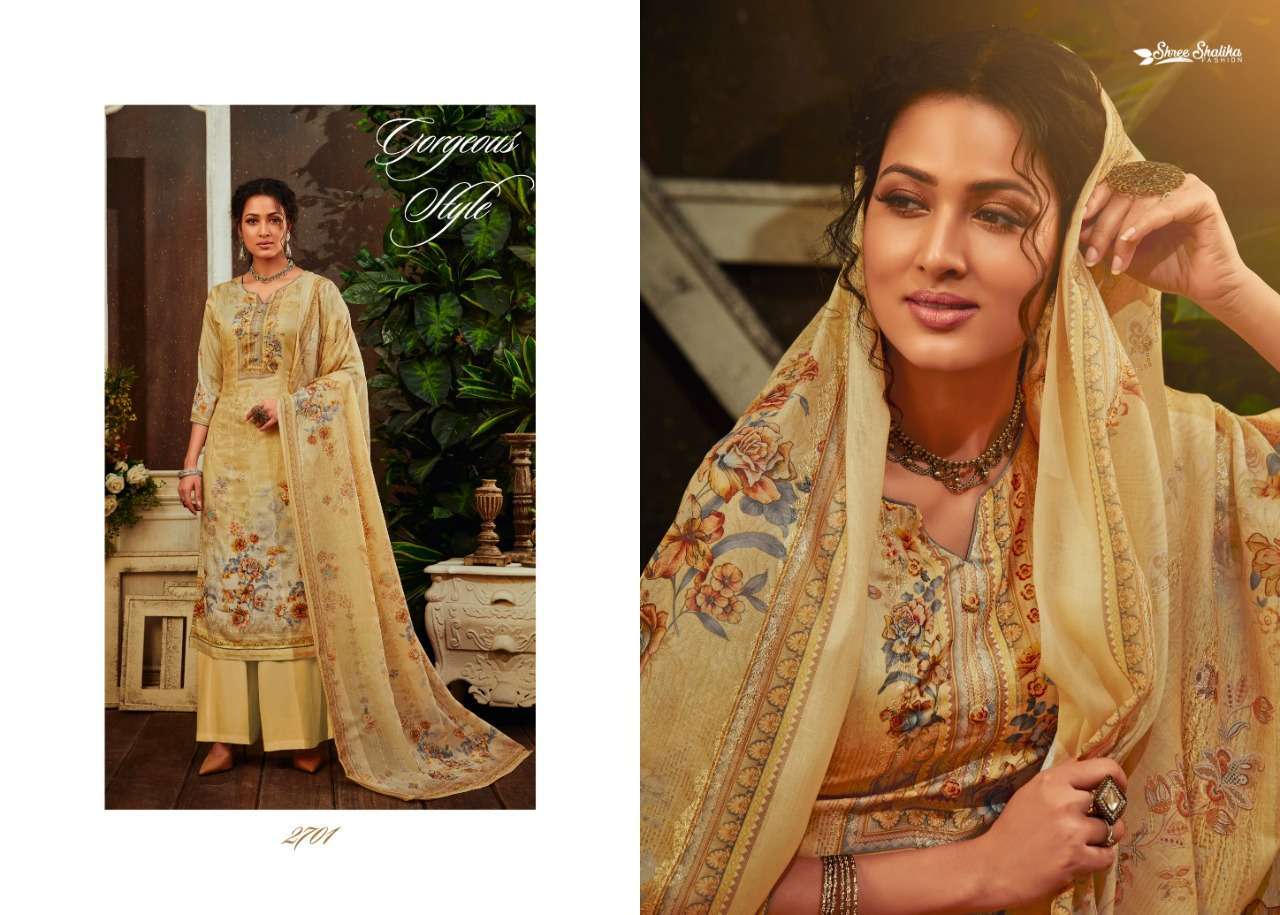 SHALIKA VOL-63 BY SHREE SHALIKA FASHION 2701 TO 2708 SERIES BEAUTIFUL STYLISH SUITS FANCY COLORFUL CASUAL WEAR & ETHNIC WEAR & READY TO WEAR JAM SATIN DIGITAL PRINT WITH WORK DRESSES AT WHOLESALE PRICE