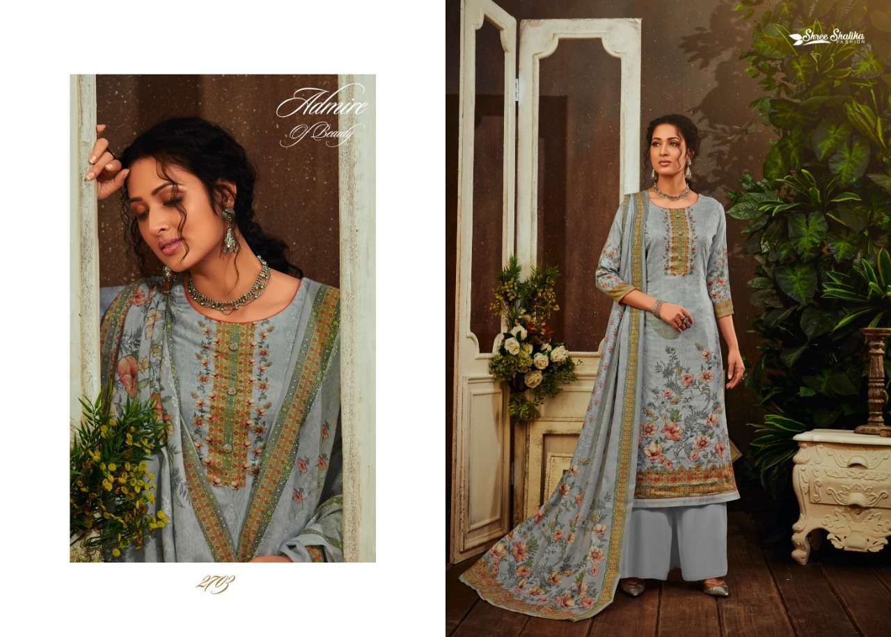 SHALIKA VOL-63 BY SHREE SHALIKA FASHION 2701 TO 2708 SERIES BEAUTIFUL STYLISH SUITS FANCY COLORFUL CASUAL WEAR & ETHNIC WEAR & READY TO WEAR JAM SATIN DIGITAL PRINT WITH WORK DRESSES AT WHOLESALE PRICE