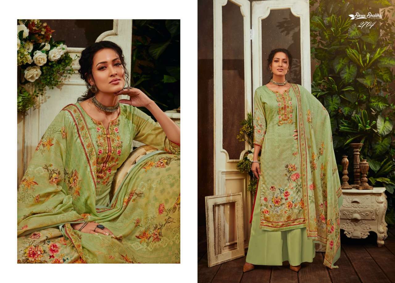 SHALIKA VOL-63 BY SHREE SHALIKA FASHION 2701 TO 2708 SERIES BEAUTIFUL STYLISH SUITS FANCY COLORFUL CASUAL WEAR & ETHNIC WEAR & READY TO WEAR JAM SATIN DIGITAL PRINT WITH WORK DRESSES AT WHOLESALE PRICE