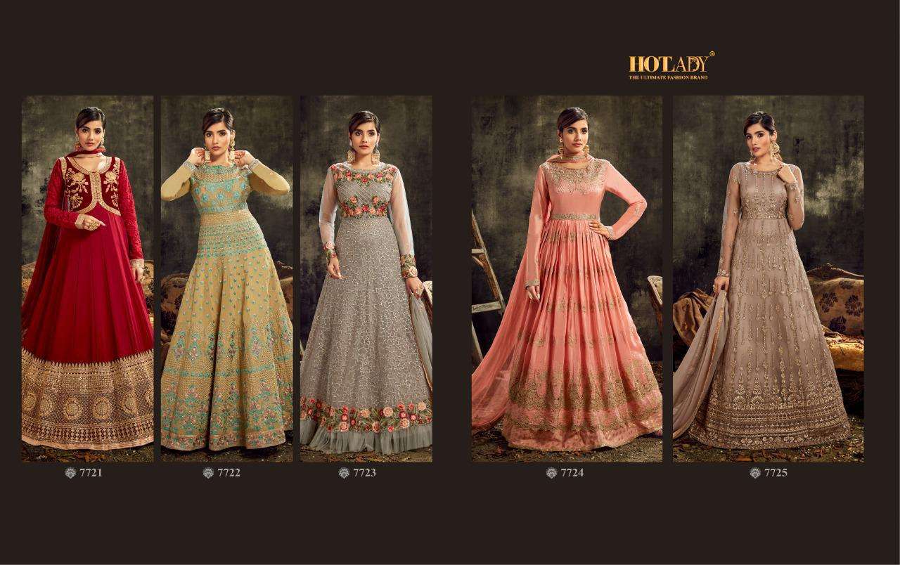 SAREENA BY HOT LADY 7721 TO 7725 SERIES BEAUTIFUL STYLISH SUITS FANCY COLORFUL CASUAL WEAR & ETHNIC WEAR & READY TO WEAR GEORGETTE/SILK/NET EMBROIDERY DRESSES AT WHOLESALE PRICE