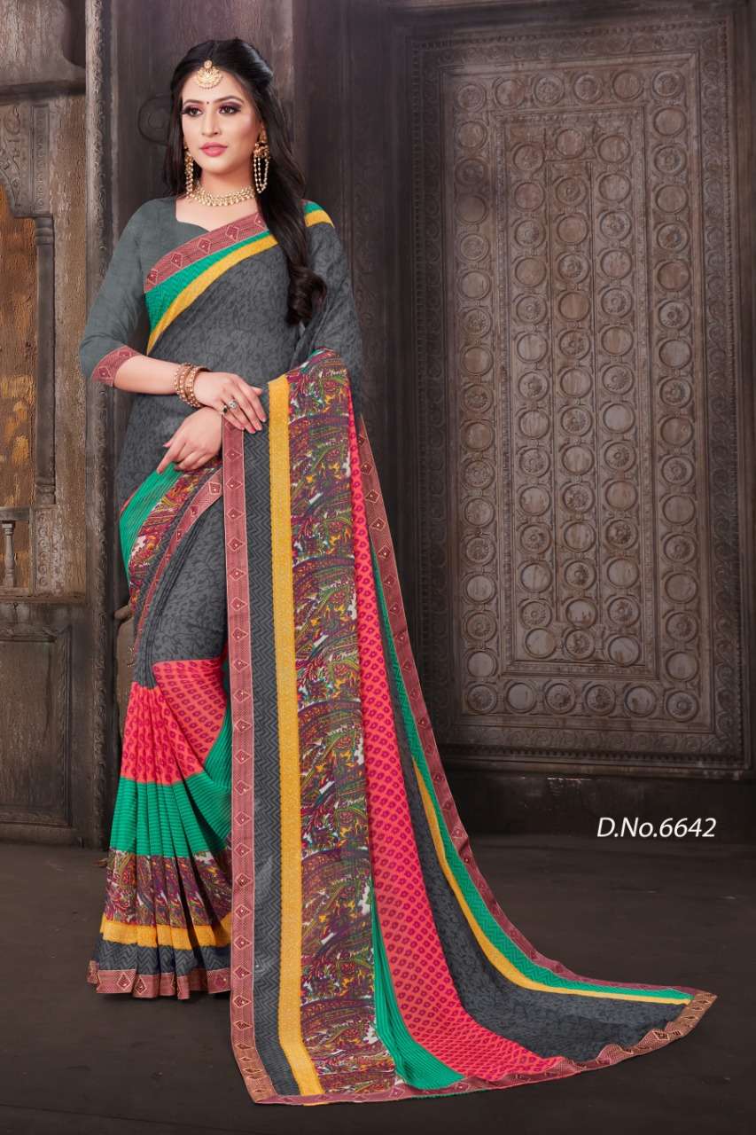 COLORS VOL-48 BY HAYTEE 6641 TO 6648 SERIES INDIAN TRADITIONAL WEAR COLLECTION BEAUTIFUL STYLISH FANCY COLORFUL PARTY WEAR & OCCASIONAL WEAR DANI PRINTED SAREES AT WHOLESALE PRICE