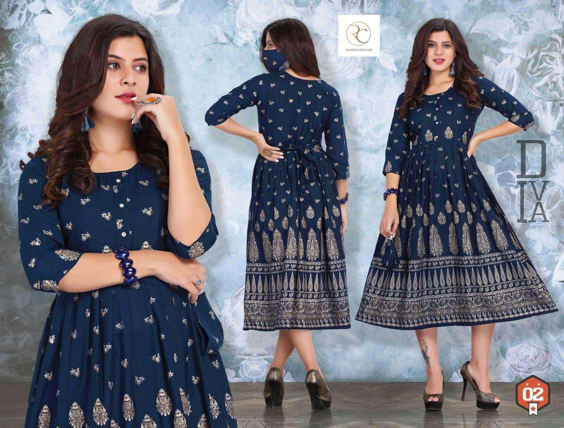 GOLDY BY RC 01 TO 08 SERIES BEAUTIFUL STYLISH FANCY COLORFUL CASUAL WEAR & ETHNIC WEAR HEAVY RAYON PRINT KURTIS AT WHOLESALE PRICE