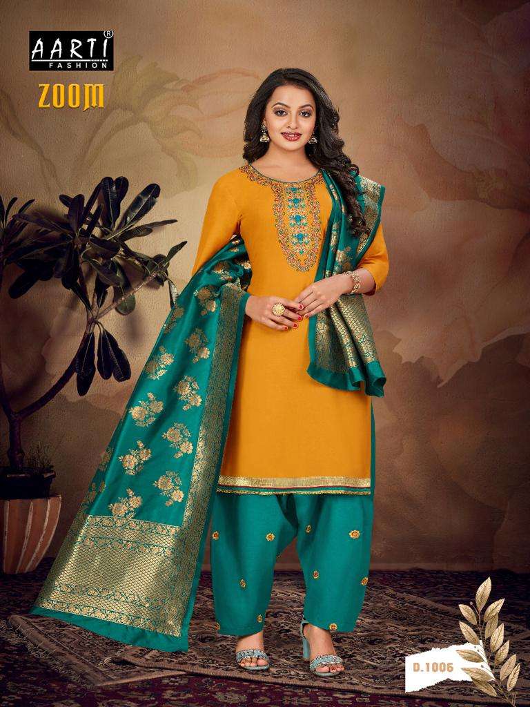 ZOOM BY AARTI FASHION 1001 TO 1006 SERIES BEAUTIFUL SUITS STYLISH FANCY COLORFUL PARTY WEAR & OCCASIONAL WEAR RAYON COTTON EMBROIDERED DRESSES AT WHOLESALE PRICE