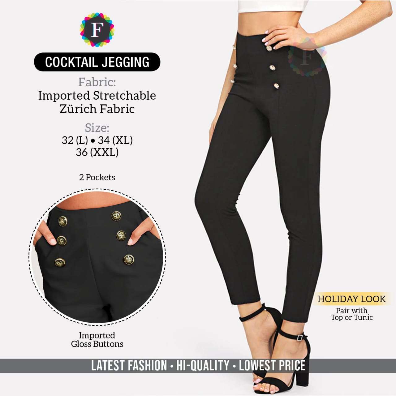 COCKTAIL JEGGING BY FIESTA BEAUTIFUL STYLISH FANCY COLORFUL READY TO WEAR & CASUAL WEAR STRETCHABLE JEGGINGS AT WHOLESALE PRICE