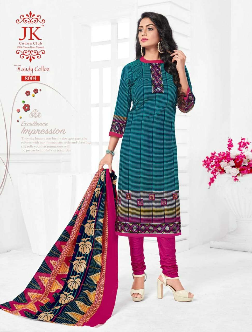 HANDY COTTON VOL-8 BY JK COTTON CLUB 8001 TO 8012 SERIES BEAUTIFUL SUITS STYLISH FANCY COLORFUL PARTY WEAR & OCCASIONAL WEAR PURE COTTON PRINTED DRESSES AT WHOLESALE PRICE