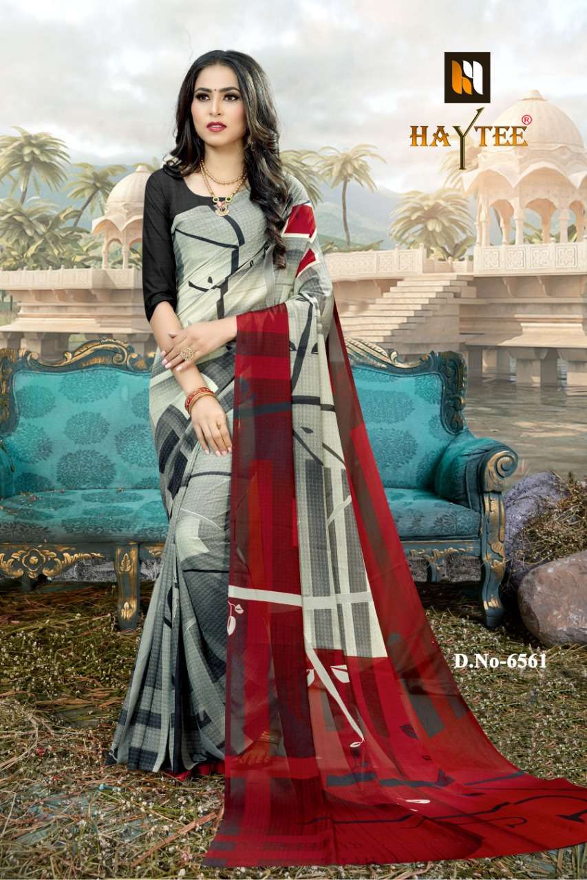 DOUBLE DHAMAKA VOL-60 BY HAYTEE 6550 TO 6561 SERIES INDIAN TRADITIONAL WEAR COLLECTION BEAUTIFUL STYLISH FANCY COLORFUL PARTY WEAR & OCCASIONAL WEAR RENIAL PRINTED SAREES AT WHOLESALE PRICE