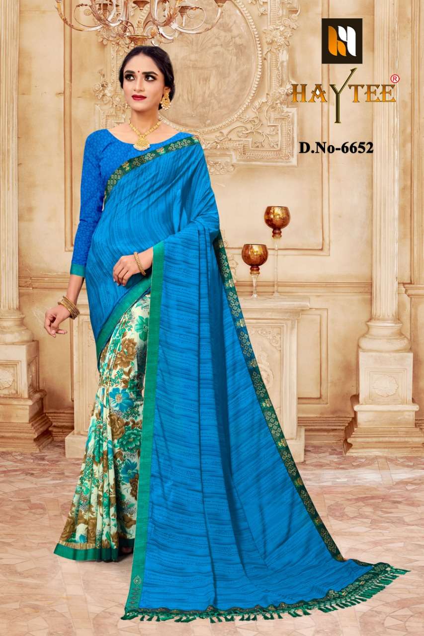 JODHA BY HAYTEE 6649 TO 6660 SERIES INDIAN TRADITIONAL WEAR COLLECTION BEAUTIFUL STYLISH FANCY COLORFUL PARTY WEAR & OCCASIONAL WEAR RENIAL PRINTED SAREES AT WHOLESALE PRICE