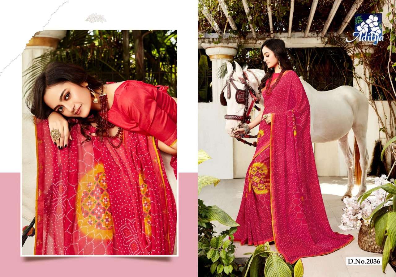 SEVEN SISTER BY ADITYA PRINTS 2035 TO 2040 SERIES INDIAN TRADITIONAL WEAR COLLECTION BEAUTIFUL STYLISH FANCY COLORFUL PARTY WEAR & OCCASIONAL WEAR GEORGETTE PRINTS SAREES AT WHOLESALE PRICE