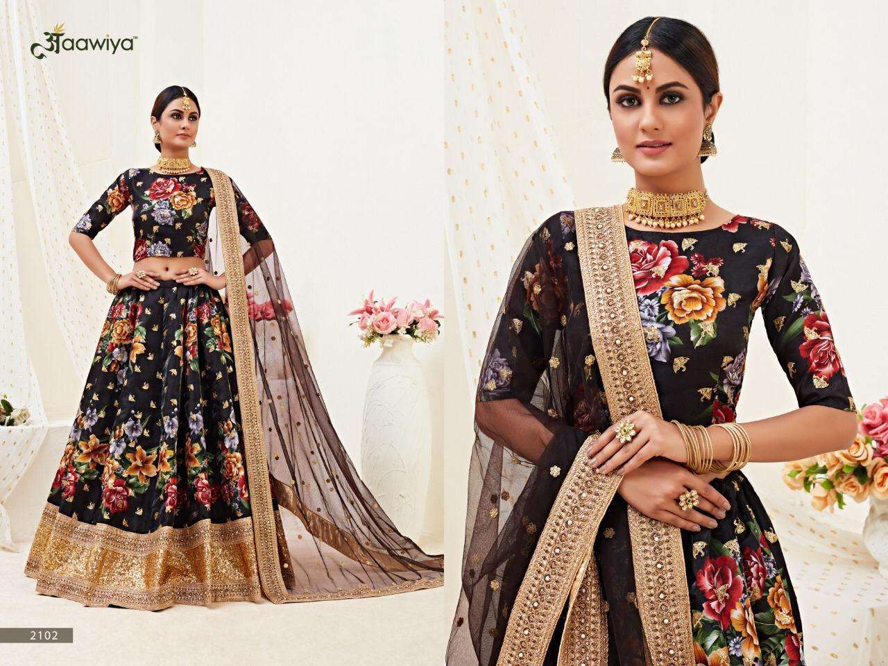 Hiranyam Vol-1 By Aawiya 2101 To 2105 Series Designer Beautiful Navratri Collection Occasional Wear & Party Wear Bangalori Satin Lehengas At Wholesale Price