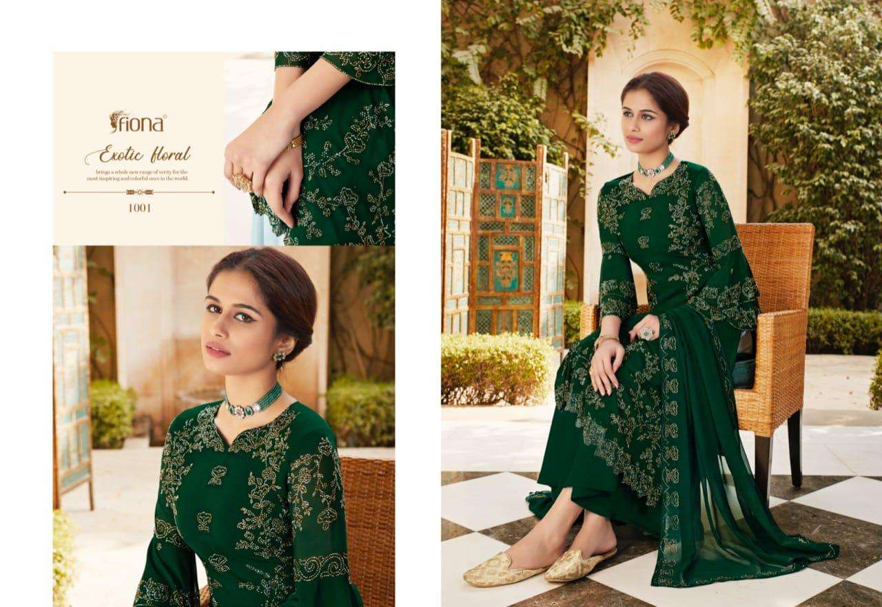 FANTASY BY FIONA 1001-A TO 1001-D SERIES BEAUTIFUL PAKISTANI SUITS COLORFUL STYLISH FANCY CASUAL WEAR & ETHNIC WEAR GEORGETTE WITH WORK DRESSES AT WHOLESALE PRICE