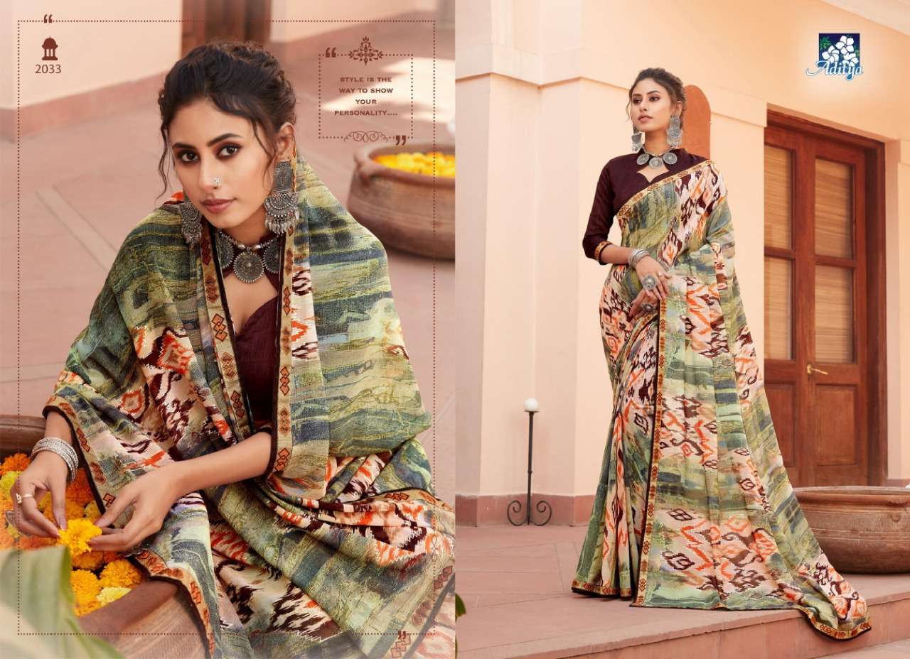 UMANG BY ADITYA PRINTS 2029 TO 2034 SERIES INDIAN TRADITIONAL WEAR COLLECTION BEAUTIFUL STYLISH FANCY COLORFUL PARTY WEAR & OCCASIONAL WEAR GEORGETTE PRINTS SAREES AT WHOLESALE PRICE