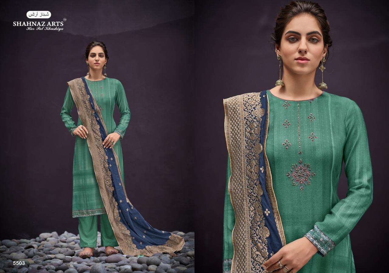 AZIRA BY SHAHNAZ ARTS 5501 TO 5508 SERIES INDIAN TRADITIONAL WEAR COLLECTION BEAUTIFUL STYLISH FANCY COLORFUL PARTY WEAR & OCCASIONAL WEAR PASHMINA DIGITAL PRINT DRESSES AT WHOLESALE PRICE