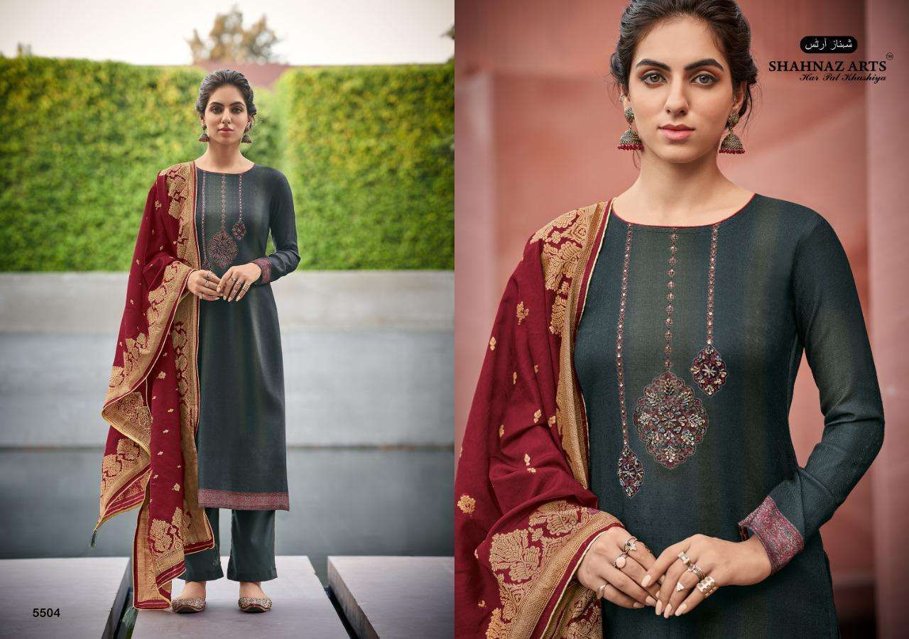 AZIRA BY SHAHNAZ ARTS 5501 TO 5508 SERIES INDIAN TRADITIONAL WEAR COLLECTION BEAUTIFUL STYLISH FANCY COLORFUL PARTY WEAR & OCCASIONAL WEAR PASHMINA DIGITAL PRINT DRESSES AT WHOLESALE PRICE