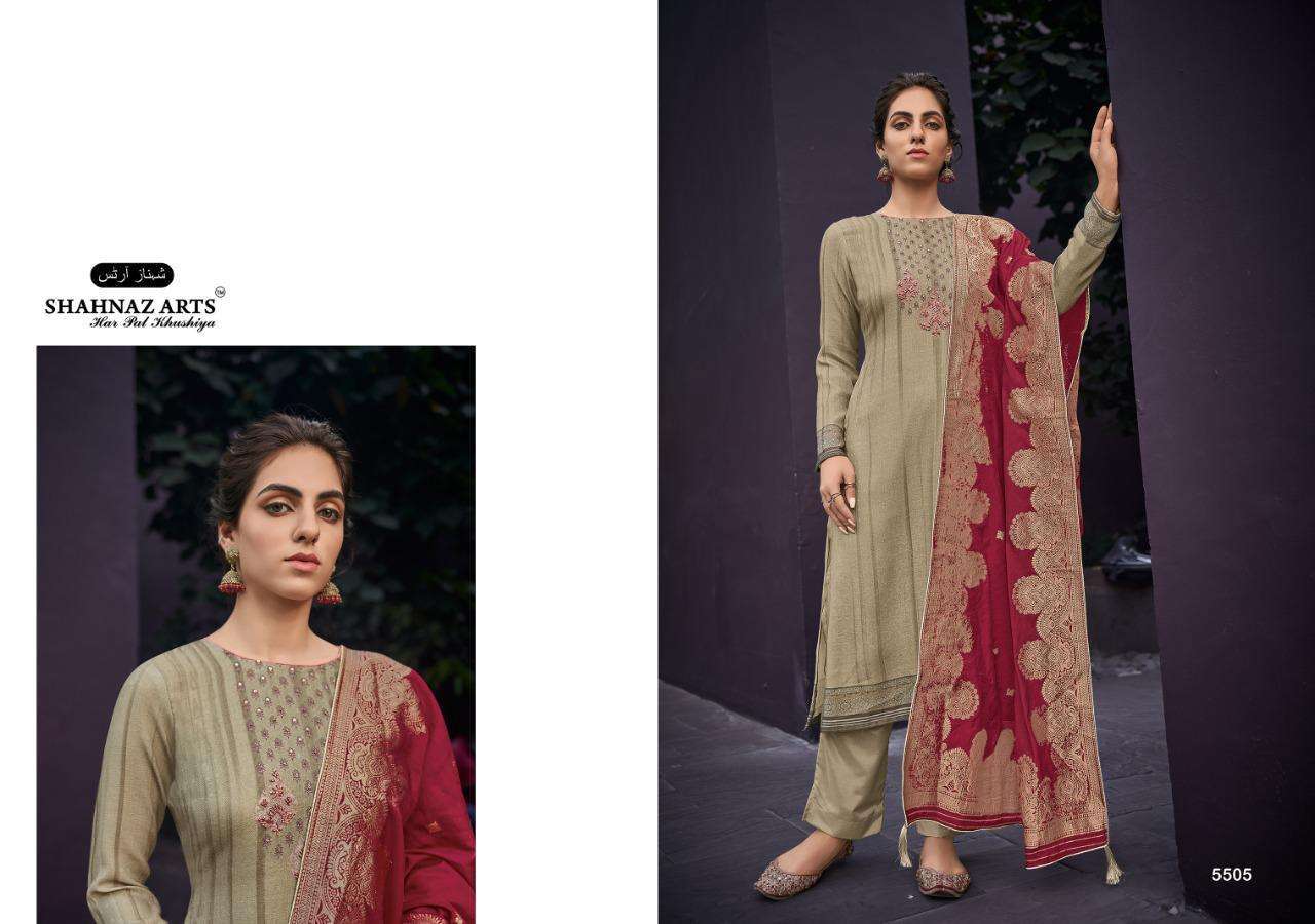 AZIRA BY SHAHNAZ ARTS 5501 TO 5508 SERIES INDIAN TRADITIONAL WEAR COLLECTION BEAUTIFUL STYLISH FANCY COLORFUL PARTY WEAR & OCCASIONAL WEAR PASHMINA DIGITAL PRINT DRESSES AT WHOLESALE PRICE