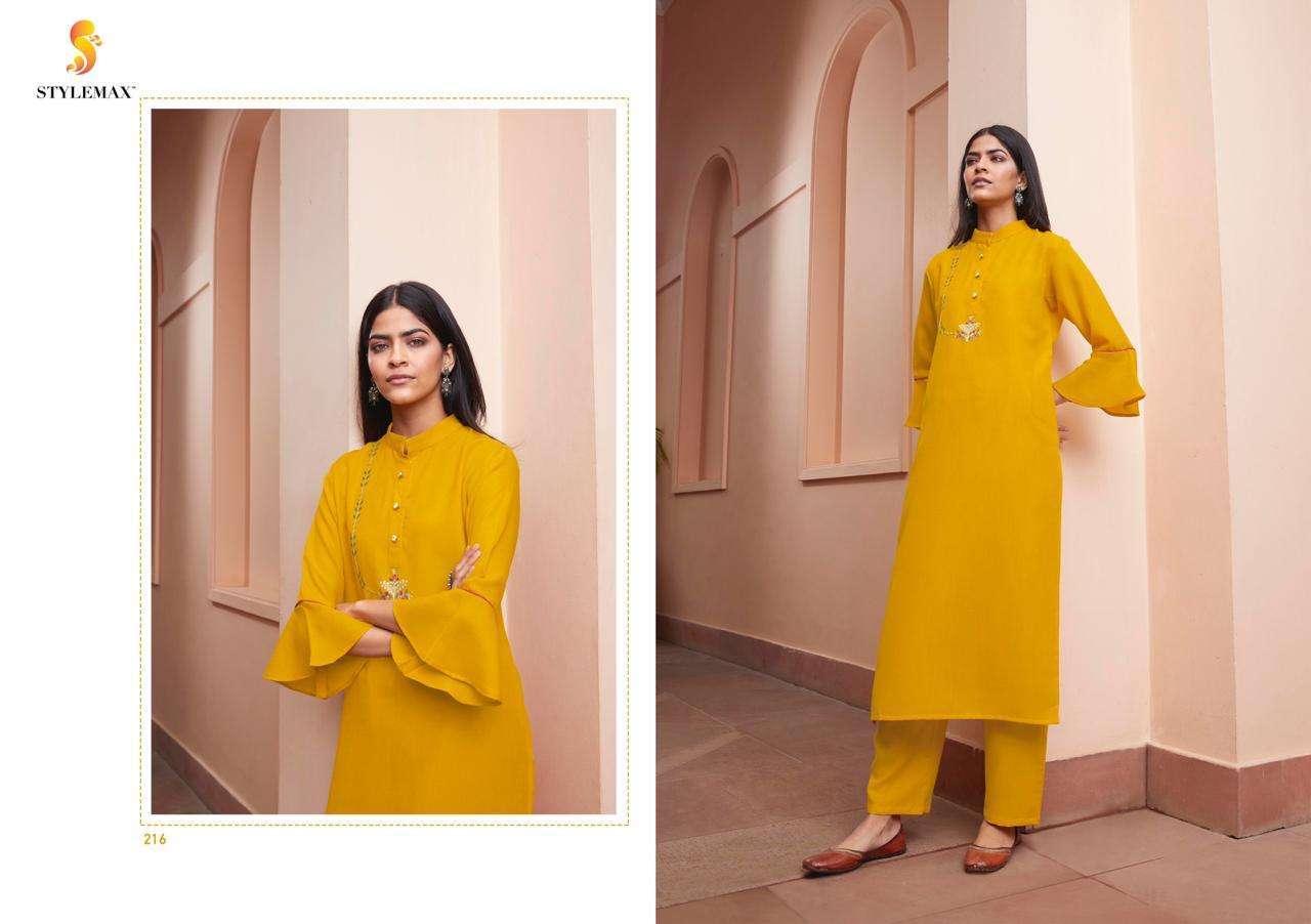 KAIRA VOL-1 BY STYLEMAX 211 TO 221 SERIES STYLISH FANCY BEAUTIFUL COLORFUL CASUAL WEAR & ETHNIC WEAR MAGIC CLUB EMBROIDERED KURTIS WITH BOTTOM AT WHOLESALE PRICE