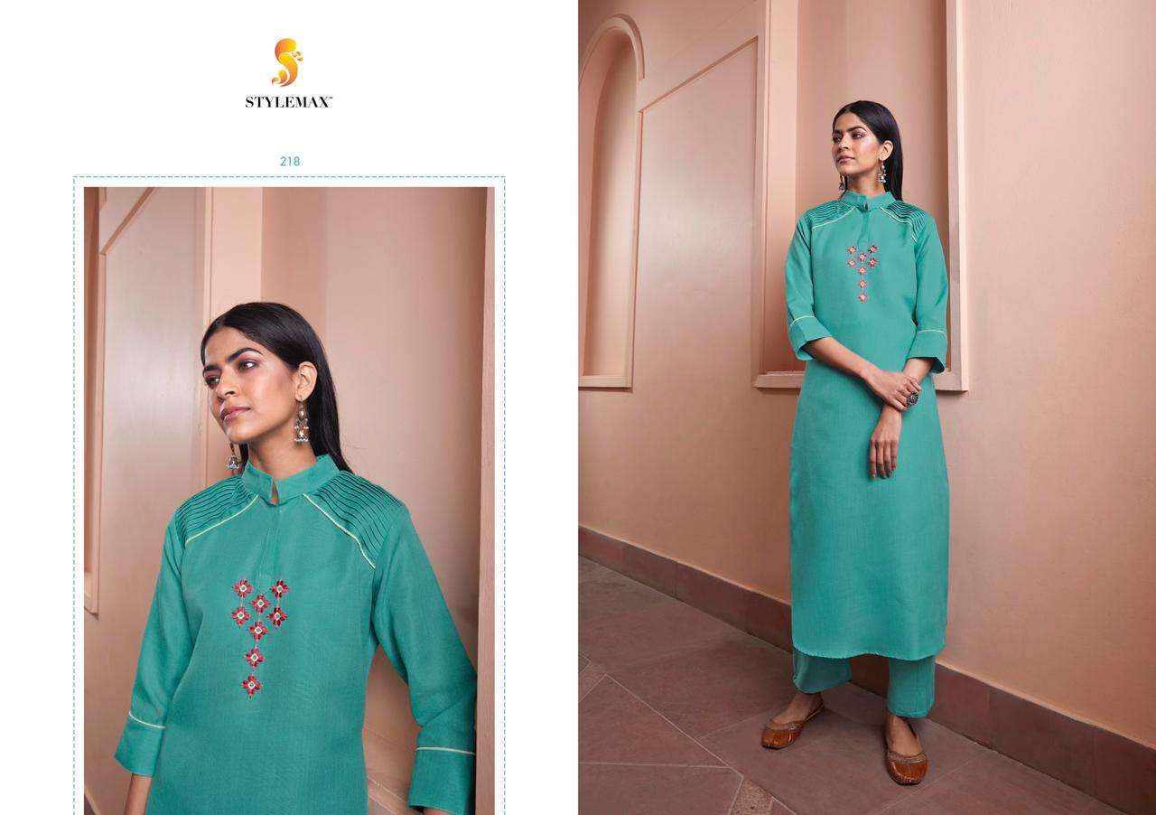 KAIRA VOL-1 BY STYLEMAX 211 TO 221 SERIES STYLISH FANCY BEAUTIFUL COLORFUL CASUAL WEAR & ETHNIC WEAR MAGIC CLUB EMBROIDERED KURTIS WITH BOTTOM AT WHOLESALE PRICE