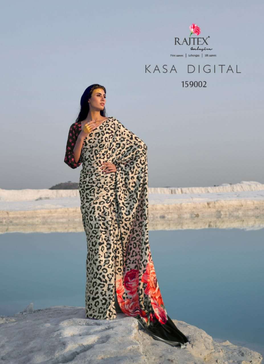 Kasa Digital By Raj Tex 159001 To 159009 Series Indian Traditional Wear Collection Beautiful Stylish Fancy Colorful Party Wear & Occasional Wear Japan Satin Crepe Sarees At Wholesale Price