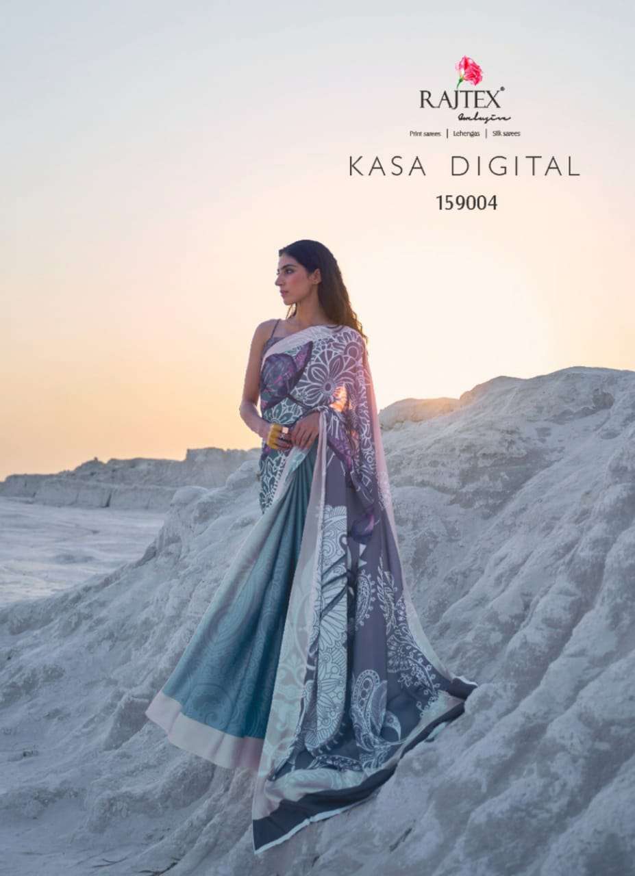 Kasa Digital By Raj Tex 159001 To 159009 Series Indian Traditional Wear Collection Beautiful Stylish Fancy Colorful Party Wear & Occasional Wear Japan Satin Crepe Sarees At Wholesale Price