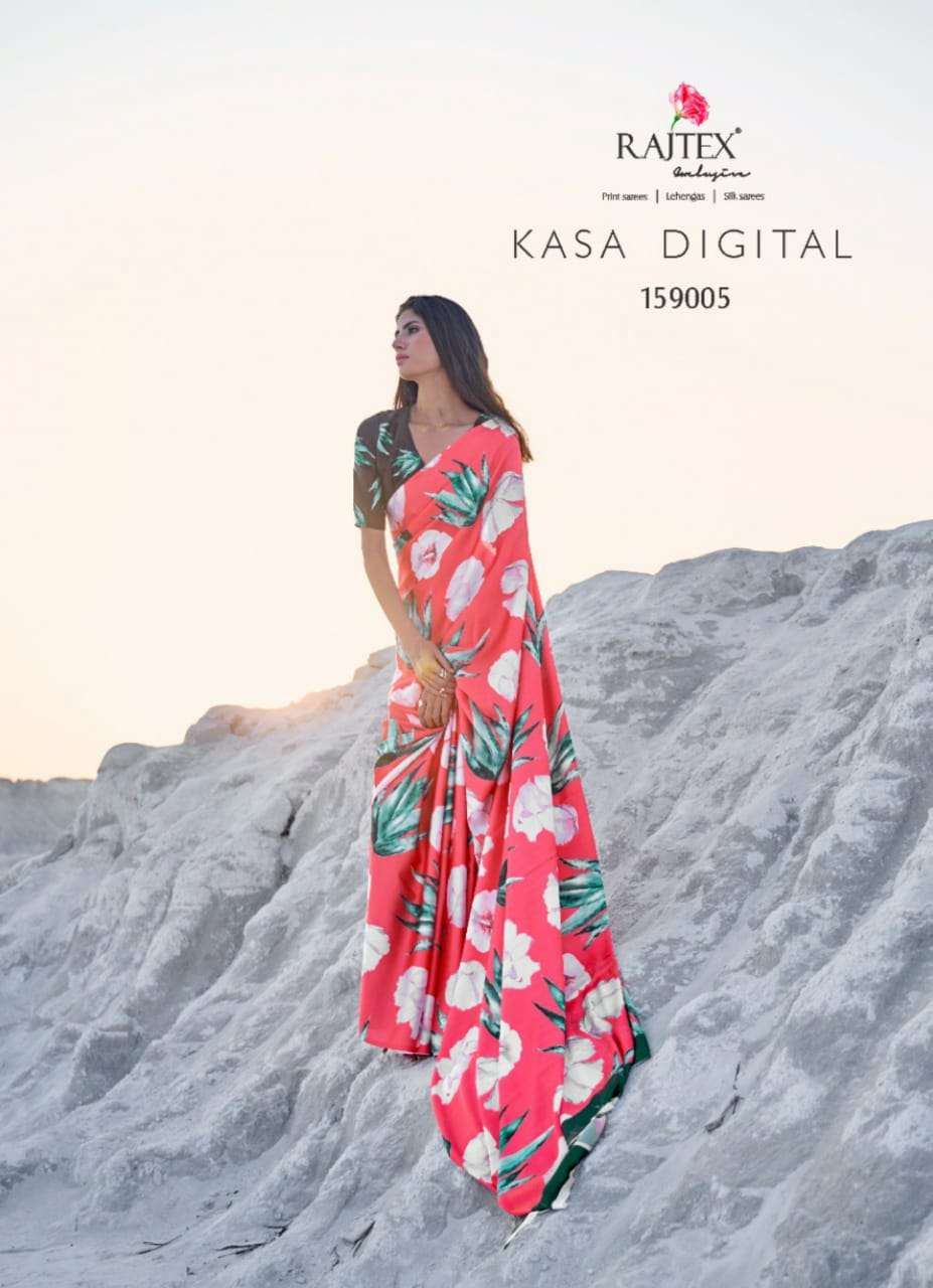 Kasa Digital By Raj Tex 159001 To 159009 Series Indian Traditional Wear Collection Beautiful Stylish Fancy Colorful Party Wear & Occasional Wear Japan Satin Crepe Sarees At Wholesale Price