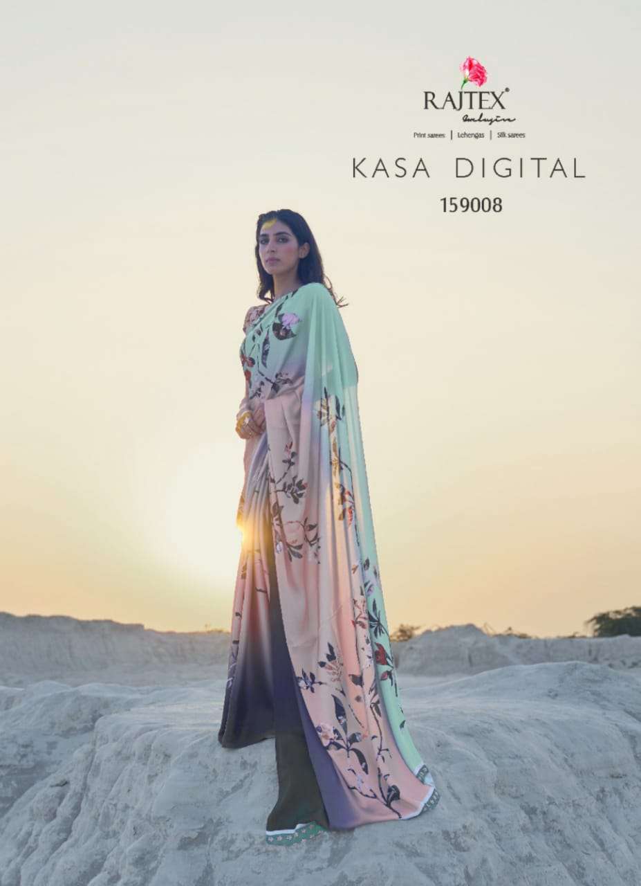 Kasa Digital By Raj Tex 159001 To 159009 Series Indian Traditional Wear Collection Beautiful Stylish Fancy Colorful Party Wear & Occasional Wear Japan Satin Crepe Sarees At Wholesale Price