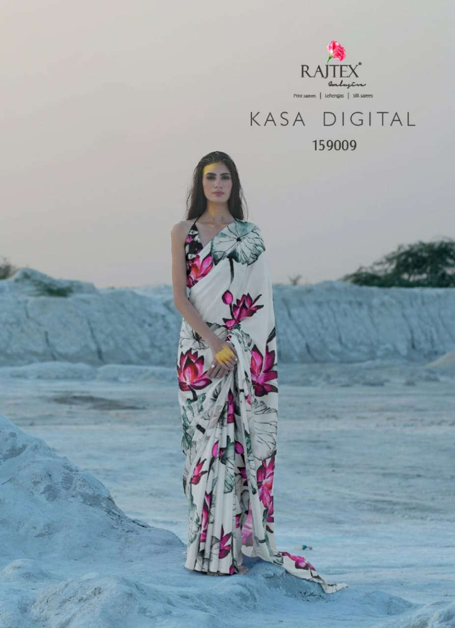 Kasa Digital By Raj Tex 159001 To 159009 Series Indian Traditional Wear Collection Beautiful Stylish Fancy Colorful Party Wear & Occasional Wear Japan Satin Crepe Sarees At Wholesale Price