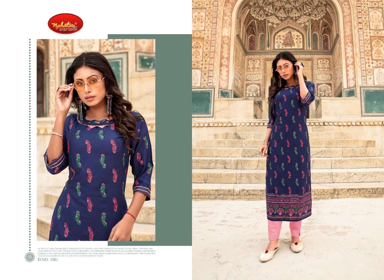 GLORIA BY NAHATAS 1001 TO 1010 SERIES STYLISH FANCY BEAUTIFUL COLORFUL CASUAL WEAR & ETHNIC WEAR LIVA RAYON KURTIS AT WHOLESALE PRICE