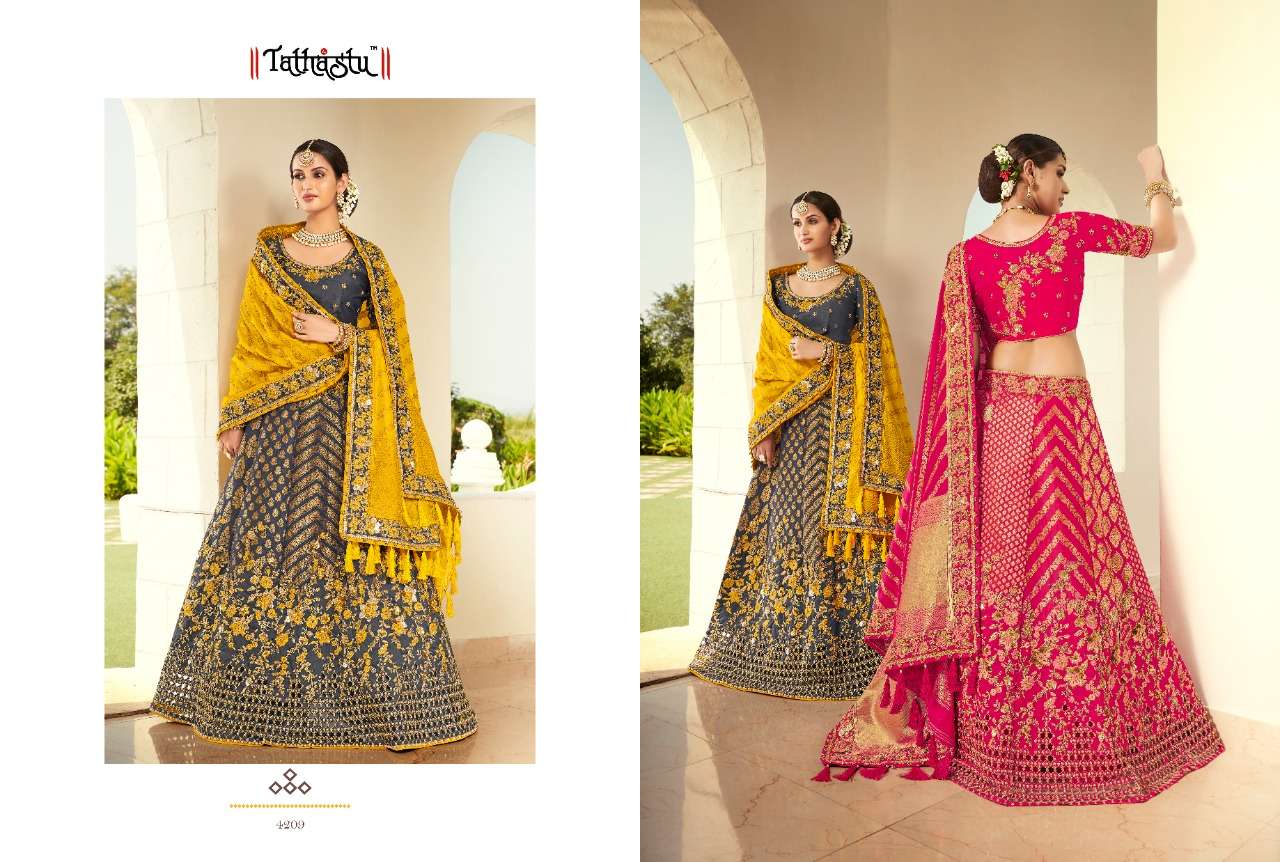 TATHASTU 4200 SERIES BY TATHASTU 4201 TO 4211 SERIES DESIGNER BEAUTIFUL NAVRATRI COLLECTION OCCASIONAL WEAR & PARTY WEAR FANCY LEHENGAS AT WHOLESALE PRICE