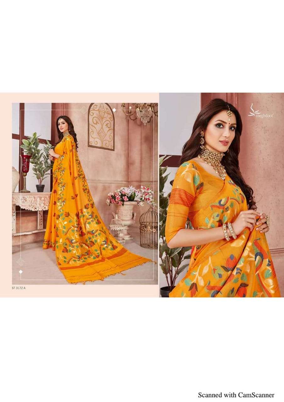 BLOSSOM BY MEGHDOOT INDIAN TRADITIONAL WEAR COLLECTION BEAUTIFUL STYLISH FANCY COLORFUL PARTY WEAR & OCCASIONAL WEAR FANCY SAREES AT WHOLESALE PRICE