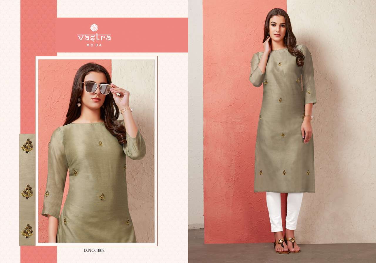 FLORET VOL-1 BY VASTRA MODA 1001 TO 1008 SERIES STYLISH FANCY BEAUTIFUL COLORFUL CASUAL WEAR & ETHNIC WEAR PREMIUM CHANDERI KURTIS AT WHOLESALE PRICE