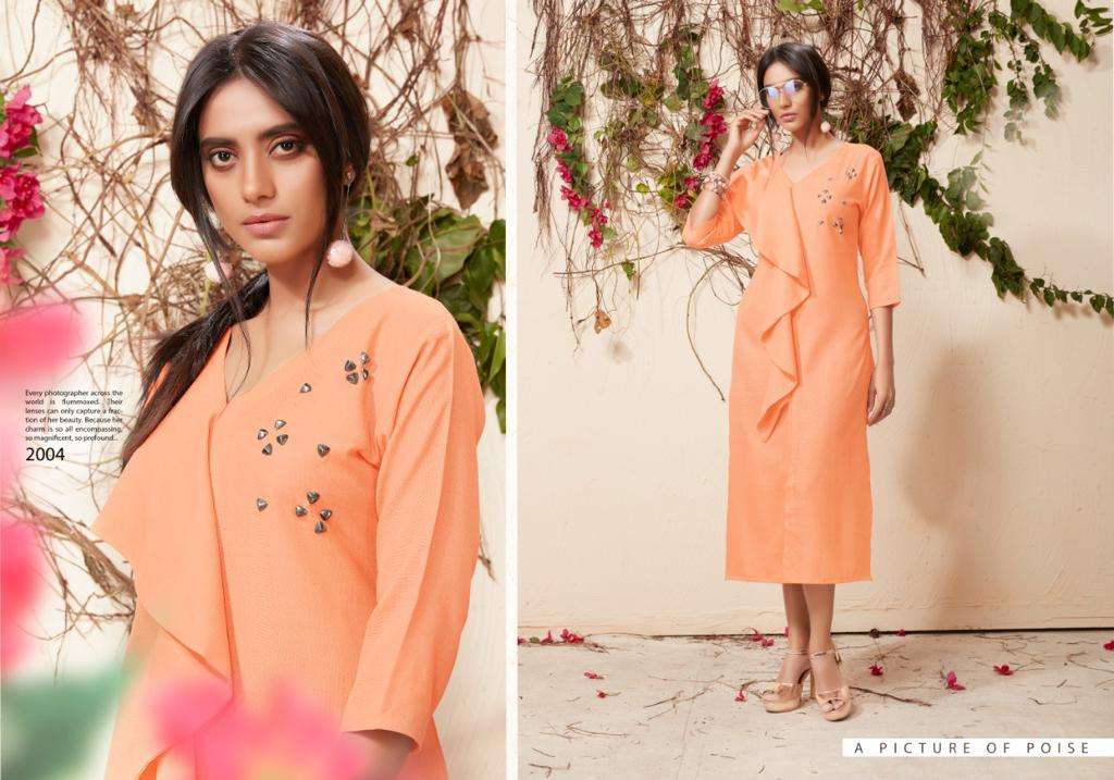 AMBER VOL-2 BY VASTRA MODA 2001 TO 2008 SERIES BEAUTIFUL STYLISH FANCY COLORFUL CASUAL WEAR & ETHNIC WEAR & READY TO WEAR PREMIUM SLUB EMBROIDERED KURTIS AT WHOLESALE PRICE