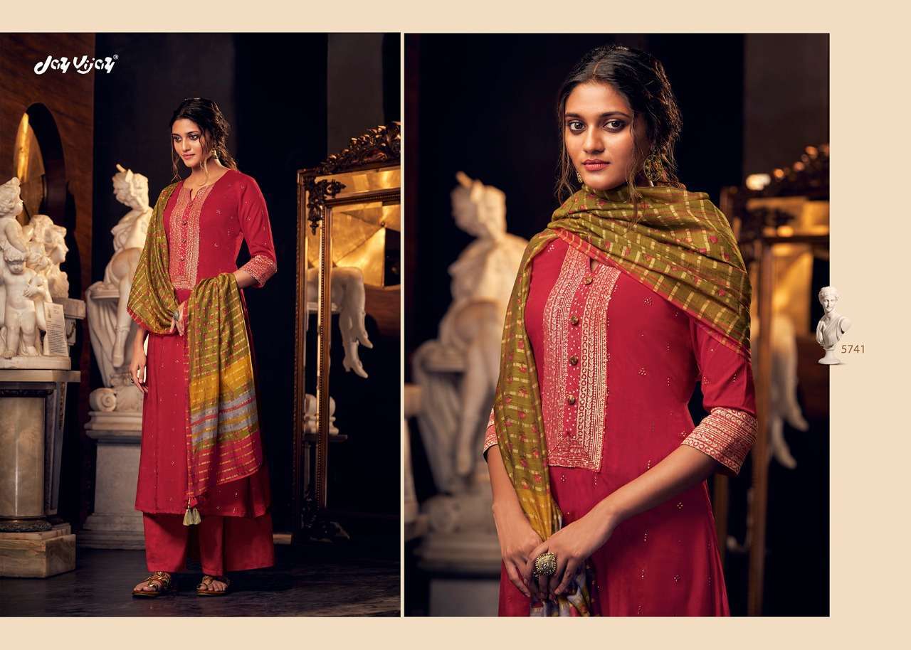 LUMIERE BY JAY VIJAY PRINTS 5741 TO 5750 SERIES BEAUTIFUL SUITS STYLISH FANCY COLORFUL PARTY WEAR & OCCASIONAL WEAR PURE BEMBERG SILK HANDWORKED DRESSES AT WHOLESALE PRICE