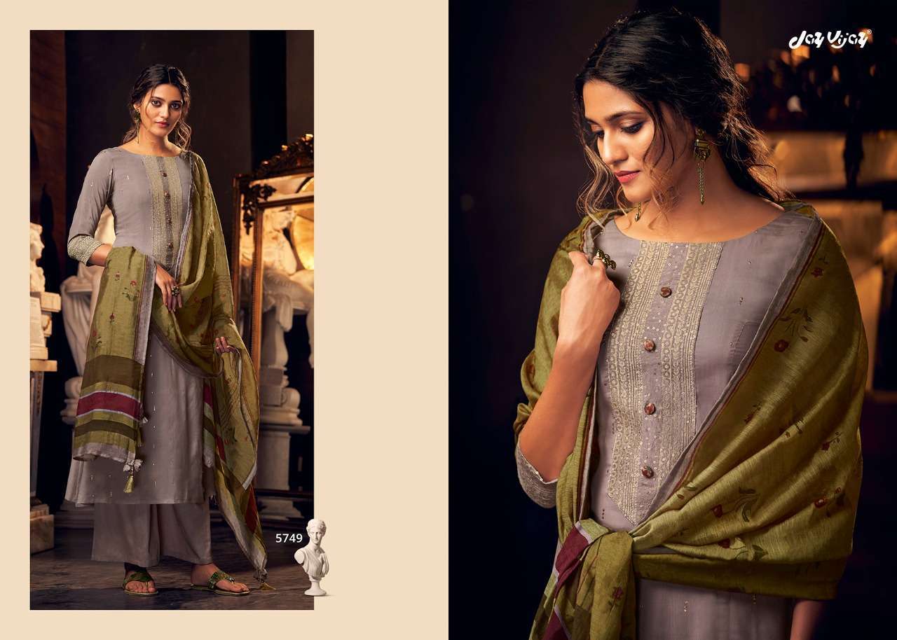 LUMIERE BY JAY VIJAY PRINTS 5741 TO 5750 SERIES BEAUTIFUL SUITS STYLISH FANCY COLORFUL PARTY WEAR & OCCASIONAL WEAR PURE BEMBERG SILK HANDWORKED DRESSES AT WHOLESALE PRICE
