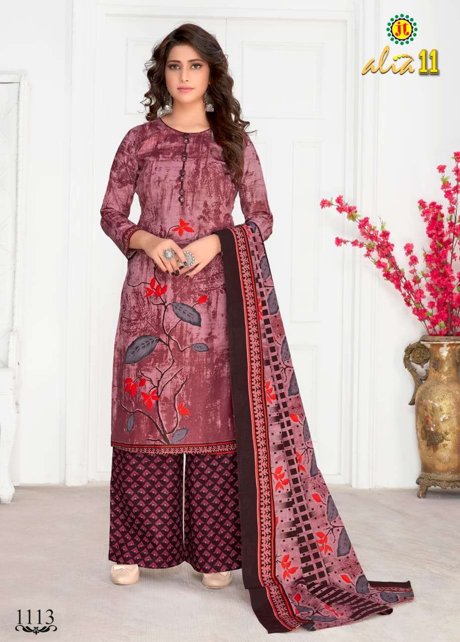 ALIA VOL-11 BY JT 1101 TO 1115 SERIES BEAUTIFUL SUITS STYLISH FANCY COLORFUL PARTY WEAR & OCCASIONAL WEAR COTTON PRINTED DRESSES AT WHOLESALE PRICE
