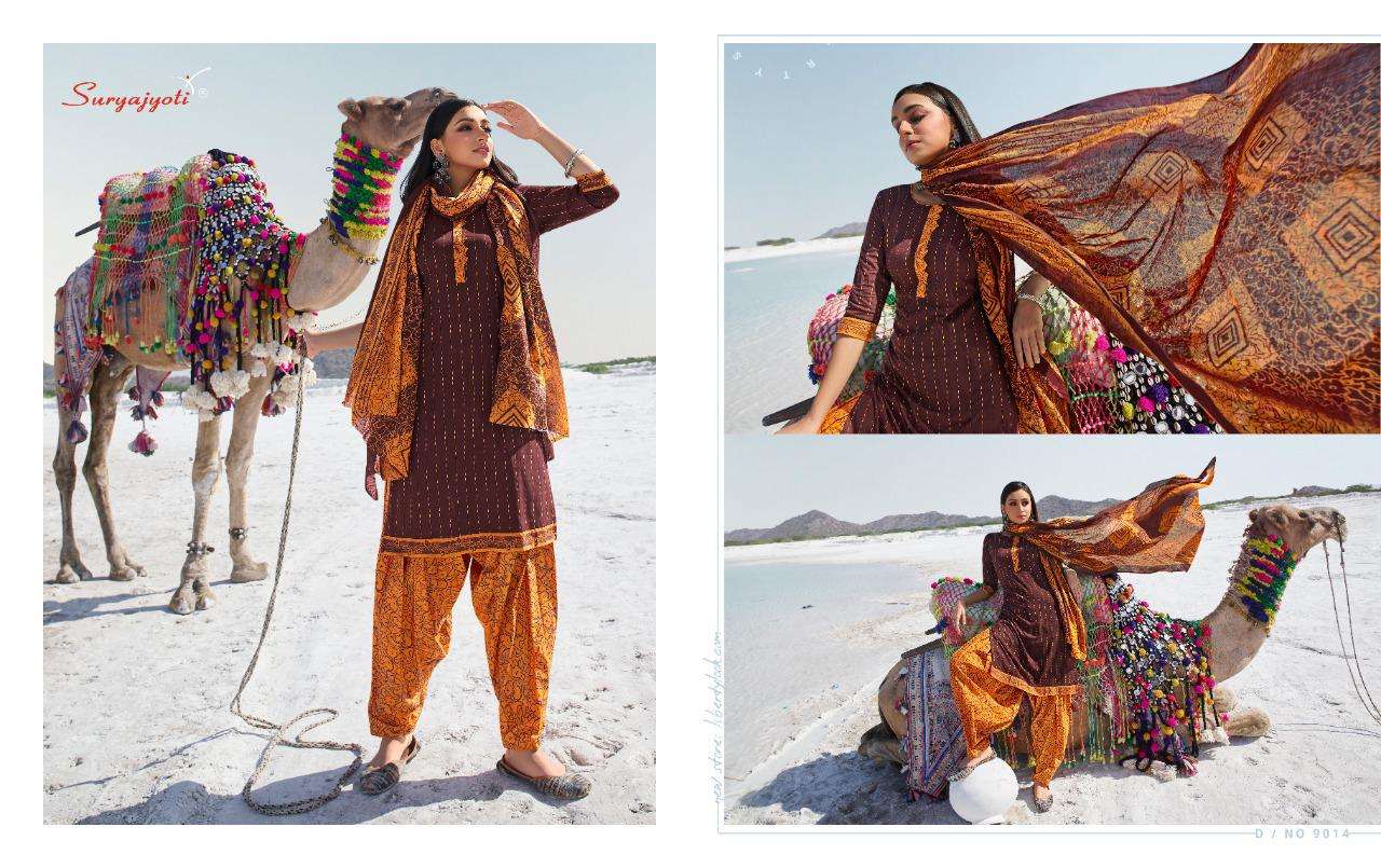 SUI DHAGA VOL-9 BY SURYAJYOTI 9001 TO 9015 SERIES BEAUTIFUL SUITS STYLISH FANCY COLORFUL PARTY WEAR & OCCASIONAL WEAR COTTON PRINT DRESSES AT WHOLESALE PRICE