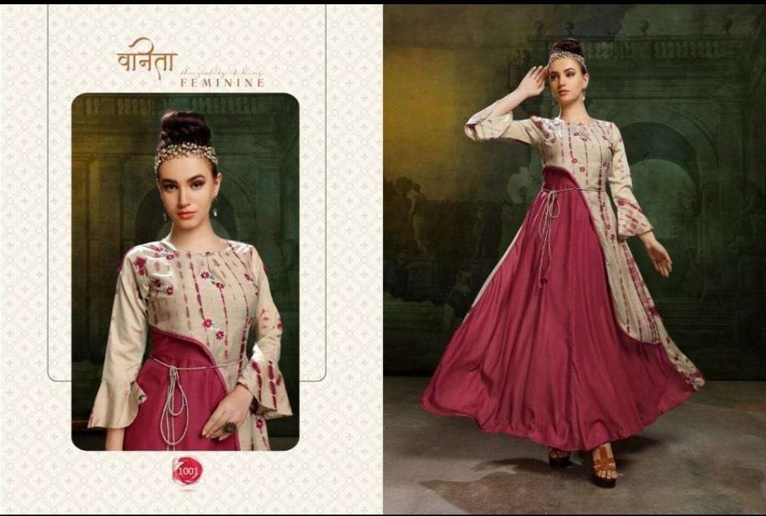 ROHINI VOL-2 BY VASTRA MODA 1001 TO 1004 SERIES BEAUTIFUL COLORFUL STYLISH FANCY PARTY WEAR & ETHNIC WEAR & READY TO WEAR PREMIUM MUSLIN GOWNS AT WHOLESALE PRICE