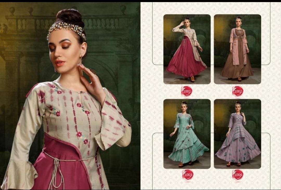 ROHINI VOL-2 BY VASTRA MODA 1001 TO 1004 SERIES BEAUTIFUL COLORFUL STYLISH FANCY PARTY WEAR & ETHNIC WEAR & READY TO WEAR PREMIUM MUSLIN GOWNS AT WHOLESALE PRICE