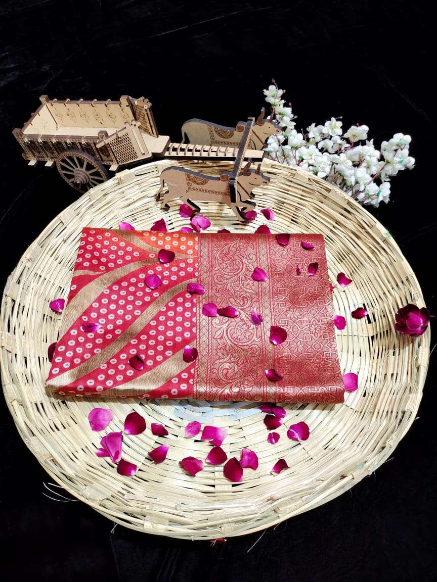 BANDHANI WEAVING BY FASHID WHOLESALE 01 TO 02 SERIES SF INDIAN TRADITIONAL WEAR COLLECTION BEAUTIFUL STYLISH FANCY COLORFUL PARTY WEAR & OCCASIONAL WEAR ART SILK SAREES AT WHOLESALE PRICE