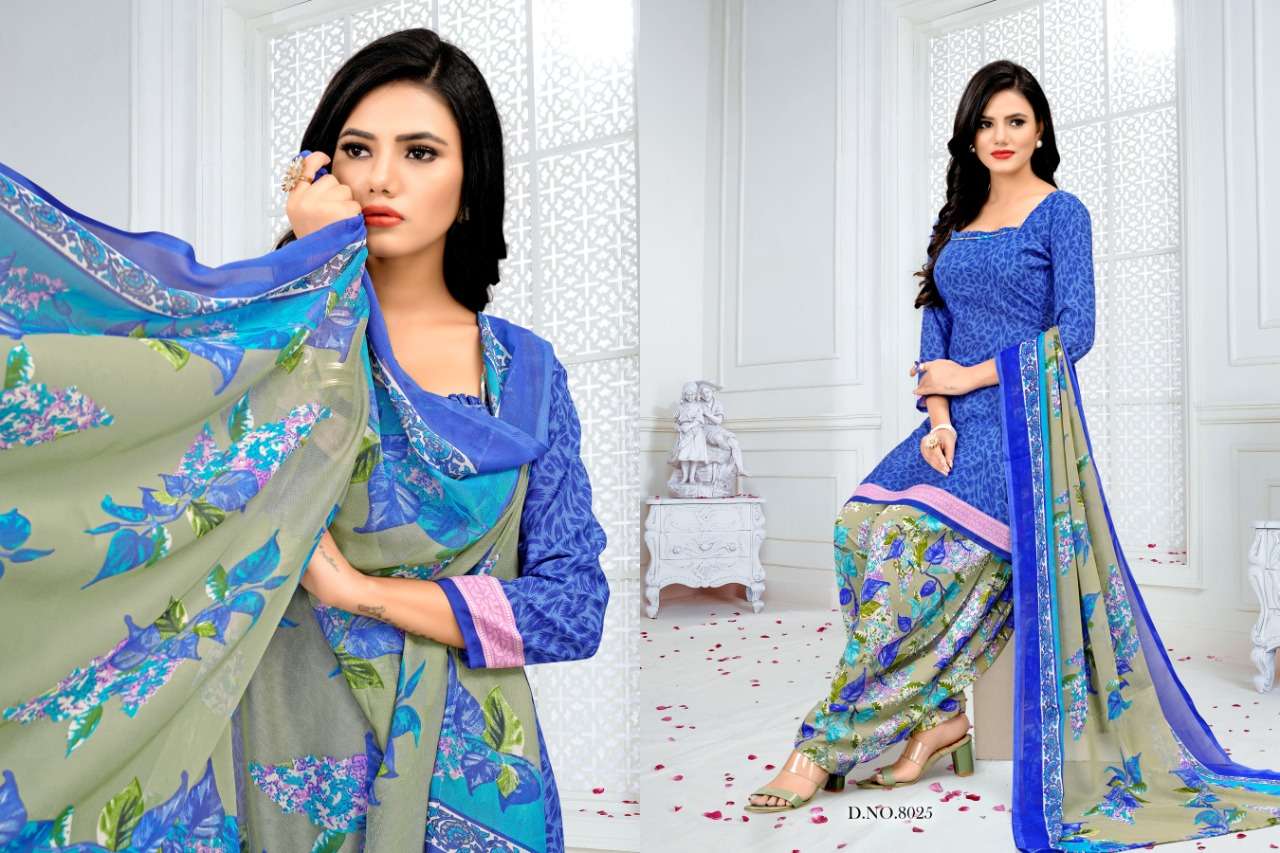 ROYAL PATIYALA BY VISHNU PRINTS 8025 TO 8036 SERIES BEAUTIFUL SUITS STYLISH FANCY COLORFUL PARTY WEAR & OCCASIONAL WEAR CREPE PRINT DRESSES AT WHOLESALE PRICE