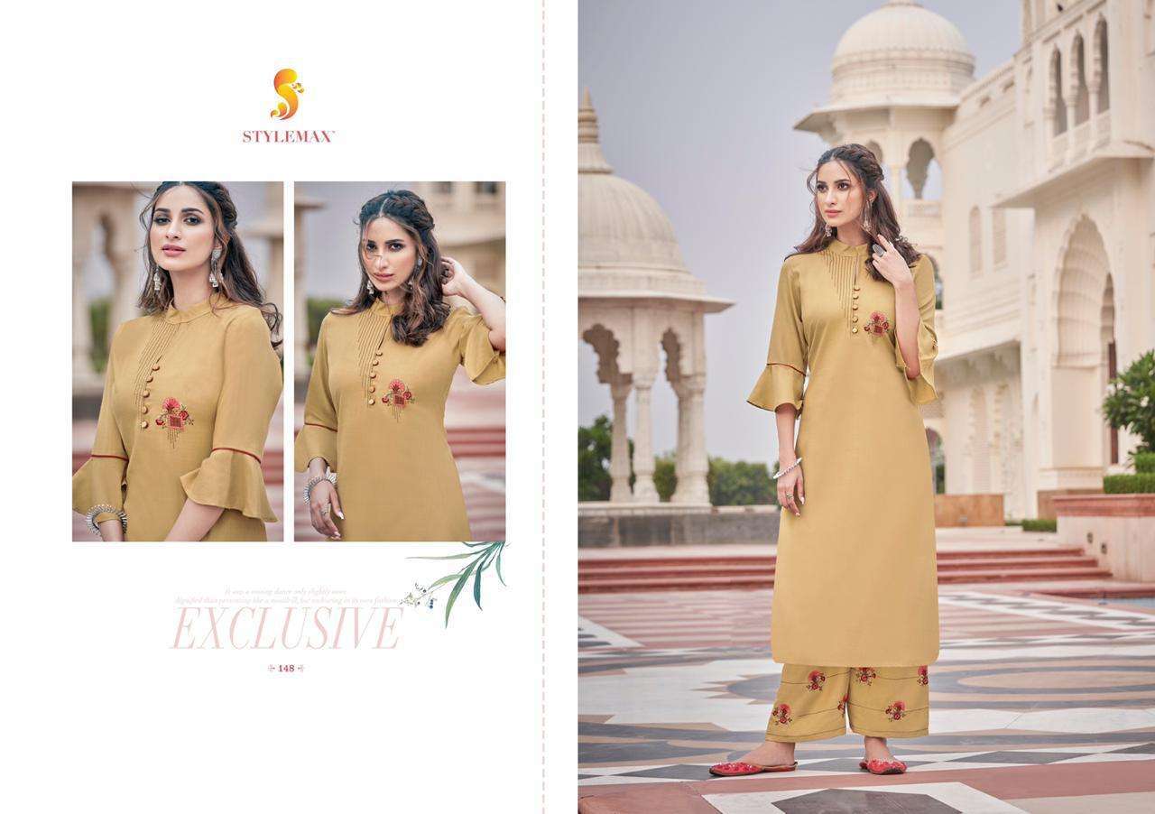 ANANYA VOL-5 BY STYLEMAX 141 TO 151 SERIES BEAUTIFUL STYLISH FANCY COLORFUL CASUAL WEAR & ETHNIC WEAR & READY TO WEAR MAGIC CLYB EMBROIDERED KURTIS WITH BOTTOM AT WHOLESALE PRICE