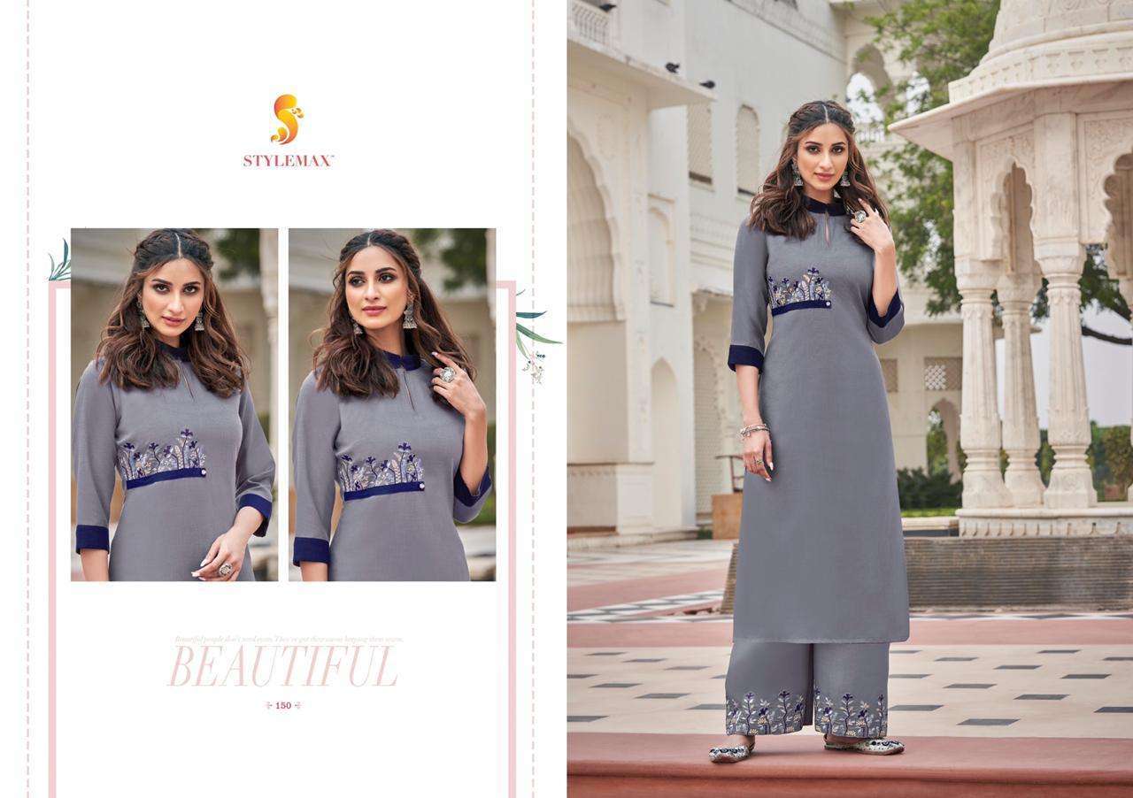 ANANYA VOL-5 BY STYLEMAX 141 TO 151 SERIES BEAUTIFUL STYLISH FANCY COLORFUL CASUAL WEAR & ETHNIC WEAR & READY TO WEAR MAGIC CLYB EMBROIDERED KURTIS WITH BOTTOM AT WHOLESALE PRICE