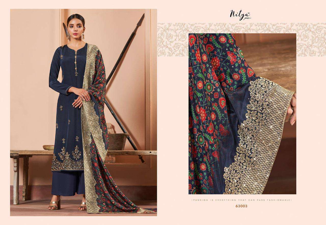 Nitya Vol-163 By Lt Fabrics 63001 To 63007 Series Designer Suits Beautiful Fancy Colorful Stylish Party Wear & Ethnic Wear Natural Crepe With Embroidery Dresses At Wholesale Price