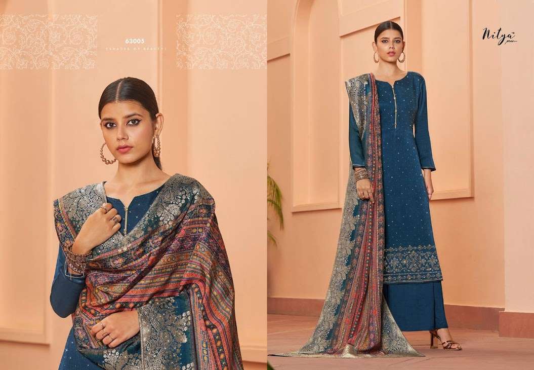 Nitya Vol-163 By Lt Fabrics 63001 To 63007 Series Designer Suits Beautiful Fancy Colorful Stylish Party Wear & Ethnic Wear Natural Crepe With Embroidery Dresses At Wholesale Price