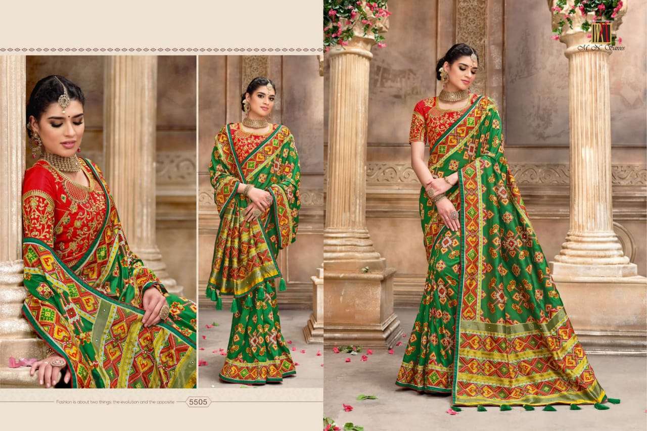 RESHAM DHAGA 5500 SERIES BY M N SAREES 5501 TO 5516 SERIES INDIAN TRADITIONAL WEAR COLLECTION BEAUTIFUL STYLISH FANCY COLORFUL PARTY WEAR & OCCASIONAL WEAR PURE SILK EMBROIDERED SAREES AT WHOLESALE PRICE