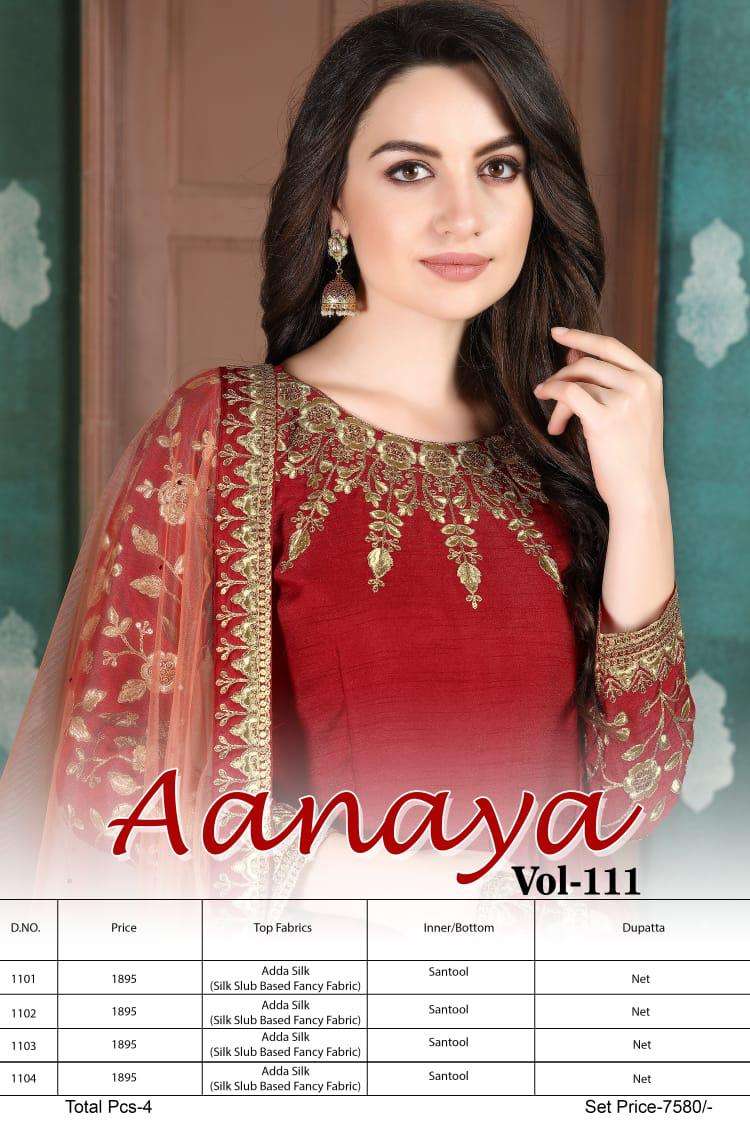 Aanaya Vol-111 By Twisha 1101 To 1104 Series Beautiful Anarkali Suits Colorful Stylish Fancy Casual Wear & Ethnic Wear Net Embroidered Dresses At Wholesale Price