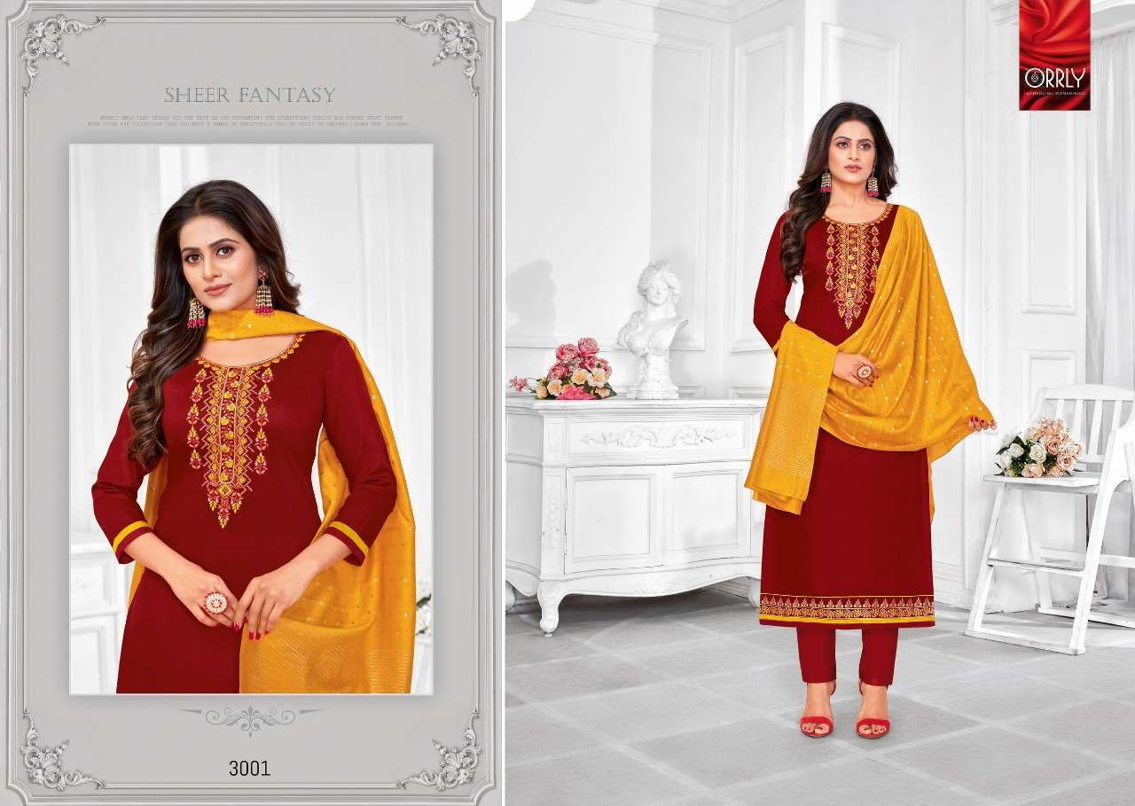 HIRAYA BY ORRLY 3001 TO 3007 SERIES DESIGNER SUITS BEAUTIFUL FANCY COLORFUL STYLISH PARTY WEAR & OCCASIONAL WEAR JAM COTTON EMBROIDERED DRESSES AT WHOLESALE PRICE
