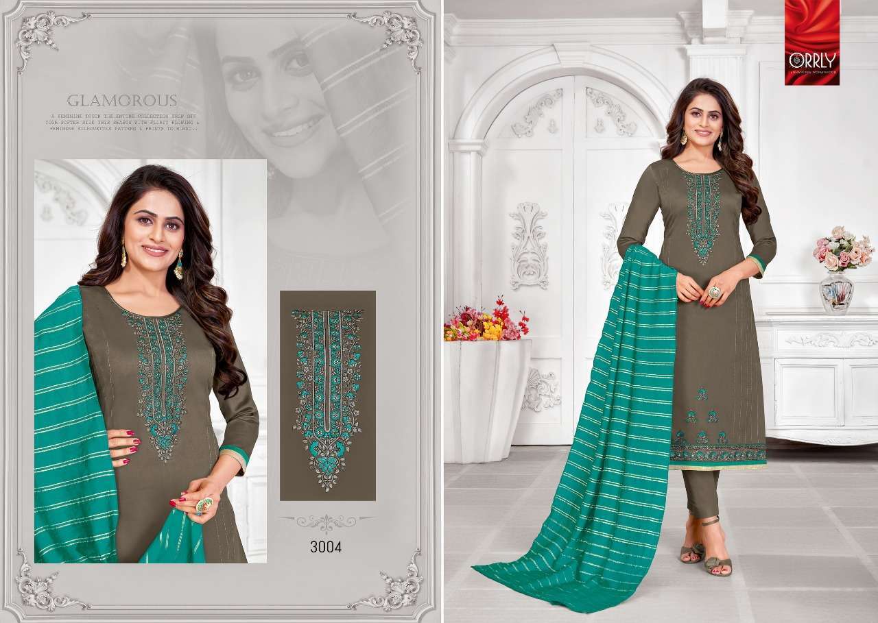 HIRAYA BY ORRLY 3001 TO 3007 SERIES DESIGNER SUITS BEAUTIFUL FANCY COLORFUL STYLISH PARTY WEAR & OCCASIONAL WEAR JAM COTTON EMBROIDERED DRESSES AT WHOLESALE PRICE
