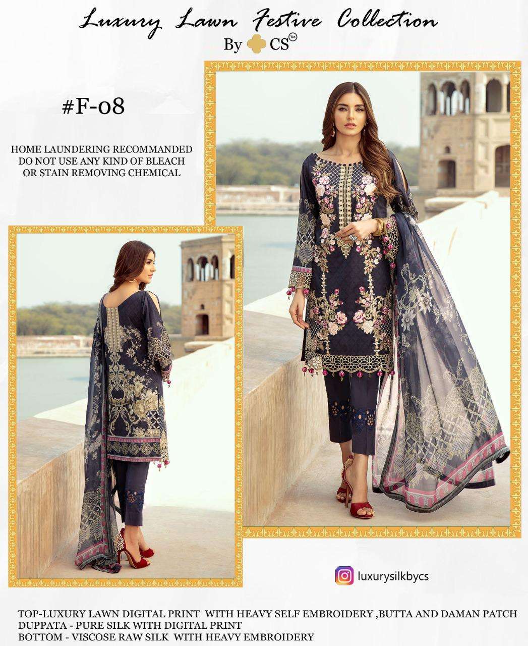 LUXURY LAWN FESTIVE COLLECTION VOL-2 NX BY CS BEAUTIFUL SUITS STYLISH FANCY COLORFUL PARTY WEAR & OCCASIONAL WEAR LUXURY LAWN DIGITAL PRINT AT WHOLESALE PRICE